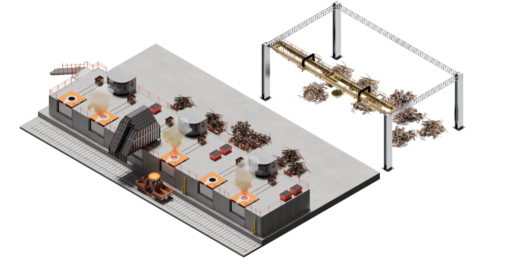 3D image of an induction furnace unisons steel solutions